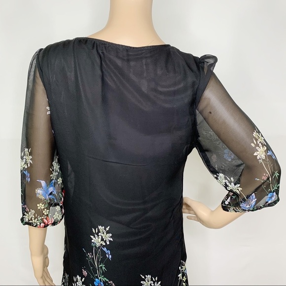 Kate Kasin Black Floral Dress Medium - Picture 4 of 9